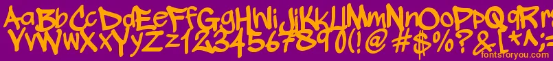 WickhopHandwriting Font – Orange Fonts on Purple Background