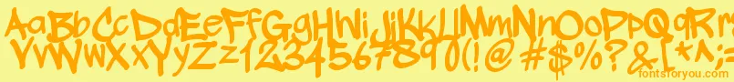 WickhopHandwriting Font – Orange Fonts on Yellow Background