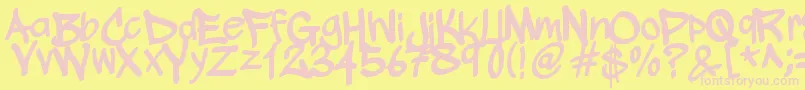 WickhopHandwriting-fontti – vaaleanpunaiset fontit keltaisella taustalla