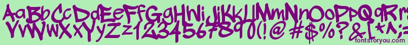 WickhopHandwriting Font – Purple Fonts on Green Background