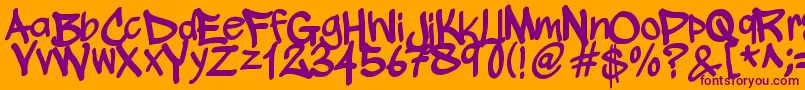 WickhopHandwriting Font – Purple Fonts on Orange Background