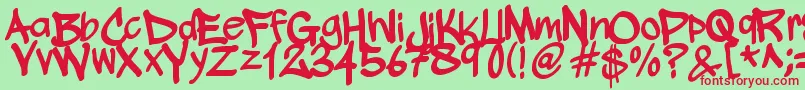 WickhopHandwriting-fontti – punaiset fontit vihreällä taustalla