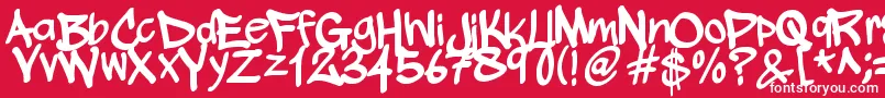Fonte WickhopHandwriting – fontes brancas em um fundo vermelho