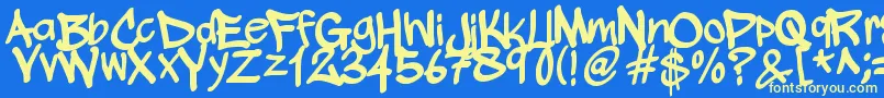 WickhopHandwriting Font – Yellow Fonts on Blue Background