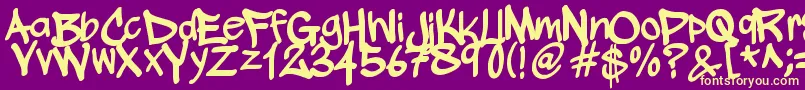 WickhopHandwriting Font – Yellow Fonts on Purple Background