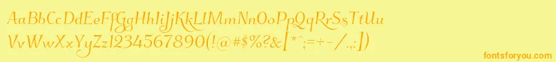 Kleymissky0283フォントについての詳細 フォントKleymissky0283 – オレンジの文字が黄色の背景にあります。