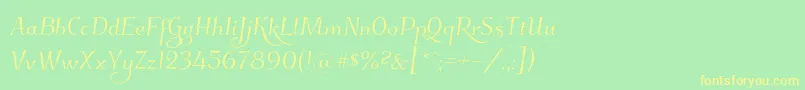Kleymissky0283-fontti – keltaiset fontit vihreällä taustalla