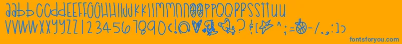 Poodledoodles-Schriftart – Blaue Schriften auf orangefarbenem Hintergrund