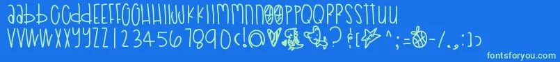 Poodledoodles Font – Green Fonts on Blue Background
