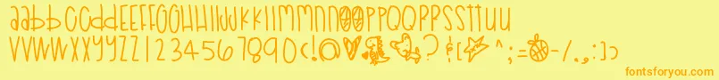 Poodledoodles-Schriftart – Orangefarbene Schriften auf gelbem Hintergrund