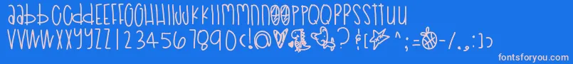 Poodledoodles Font – Pink Fonts on Blue Background