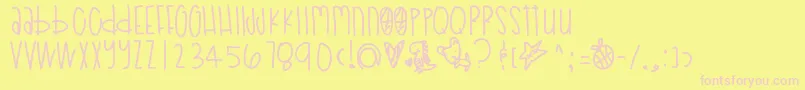 Poodledoodles Font – Pink Fonts on Yellow Background