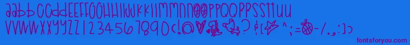 Poodledoodles Font – Purple Fonts on Blue Background