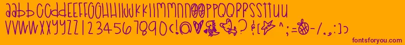 Poodledoodles Font – Purple Fonts on Orange Background
