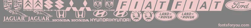 フォントLogocarsbatsTfb – 灰色の背景にピンクのフォント