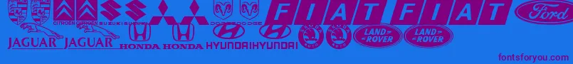 LogocarsbatsTfb-fontti – violetit fontit sinisellä taustalla