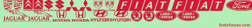 LogocarsbatsTfb Font – Red Fonts on Green Background