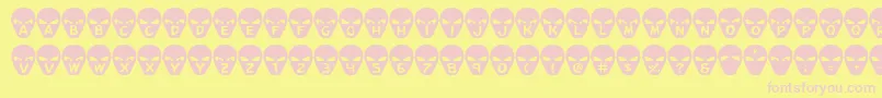 Weitere Informationen zur Goalie-Schriftart Goalie-Schriftart – Rosa Schriften auf gelbem Hintergrund