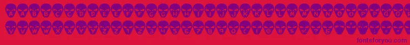Police Goalie – polices violettes sur fond rouge