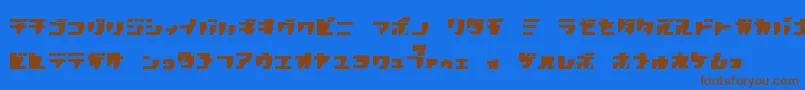 フォントRpgk – 茶色の文字が青い背景にあります。