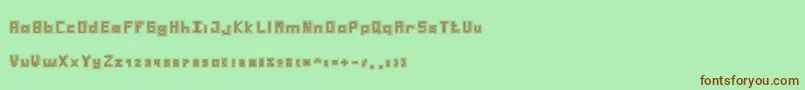フォントDotgrid – 緑の背景に茶色のフォント