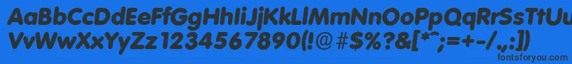フォントVolkswagenserialHeavyItalic – 黒い文字の青い背景