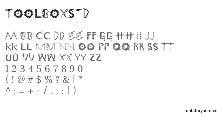 Toolboxstd-fontti – aakkoset, numerot, erikoismerkit