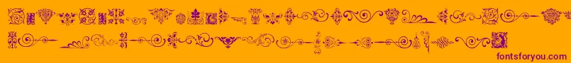 Neoclassicfleuronsfree-Schriftart – Violette Schriften auf orangefarbenem Hintergrund