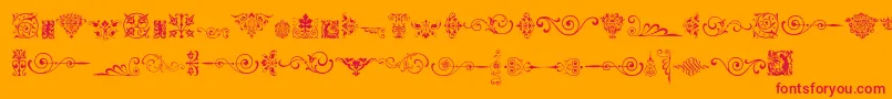 Neoclassicfleuronsfree-Schriftart – Rote Schriften auf orangefarbenem Hintergrund