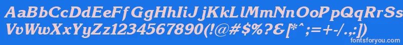 Korinna.KzBoldItalic Font – Pink Fonts on Blue Background