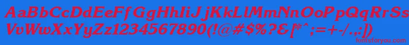 Korinna.KzBoldItalic Font – Red Fonts on Blue Background