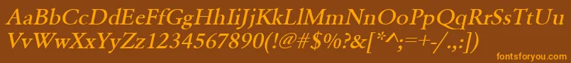 UrwgaramondtmedwidOblique Font – Orange Fonts on Brown Background