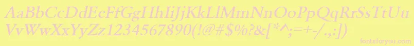UrwgaramondtmedwidOblique Font – Pink Fonts on Yellow Background
