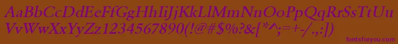 UrwgaramondtmedwidOblique Font – Purple Fonts on Brown Background