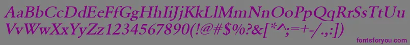 Шрифт UrwgaramondtmedwidOblique – фиолетовые шрифты на сером фоне
