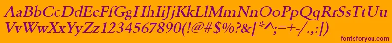 Шрифт UrwgaramondtmedwidOblique – фиолетовые шрифты на оранжевом фоне