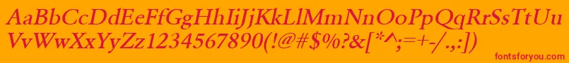 UrwgaramondtmedwidOblique Font – Red Fonts on Orange Background