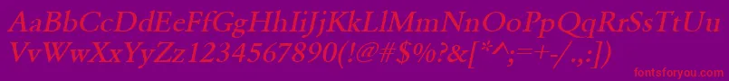 UrwgaramondtmedwidOblique Font – Red Fonts on Purple Background