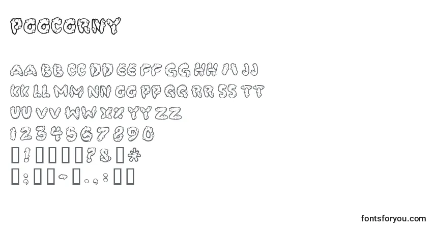 A fonte Poocorny – alfabeto, números, caracteres especiais