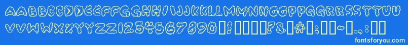 Poocorny Font – Yellow Fonts on Blue Background