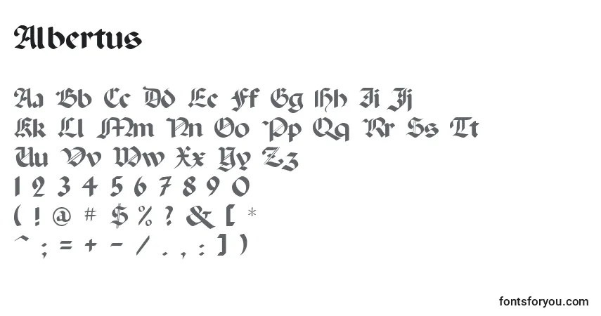 Albertus-fontti – aakkoset, numerot, erikoismerkit