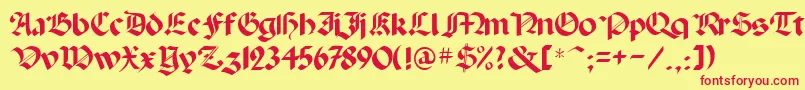 Albertus Font – Red Fonts on Yellow Background