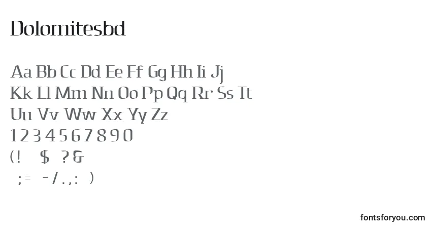A fonte Dolomitesbd – alfabeto, números, caracteres especiais