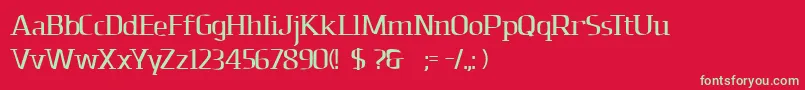 フォントDolomitesbd – 赤い背景に緑の文字