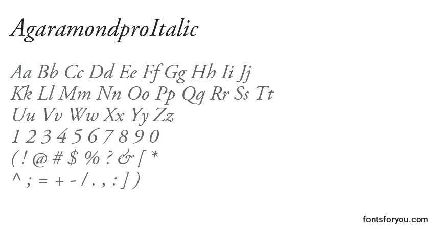 AgaramondproItalic-fontti – aakkoset, numerot, erikoismerkit