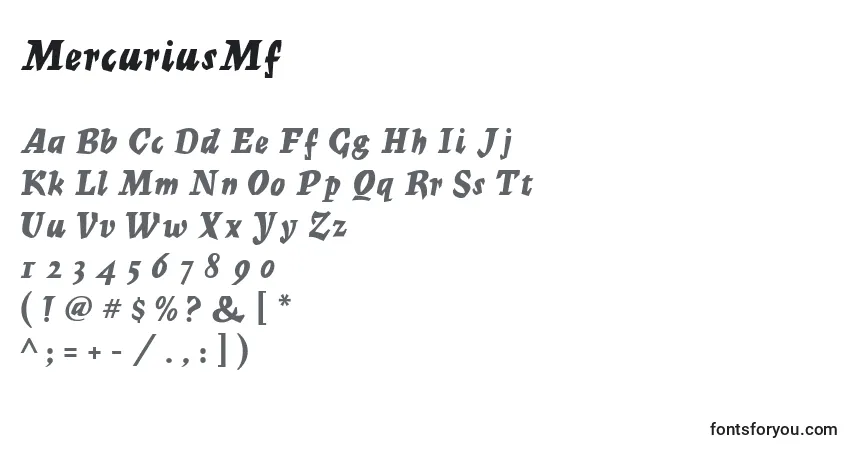 A fonte MercuriusMf – alfabeto, números, caracteres especiais