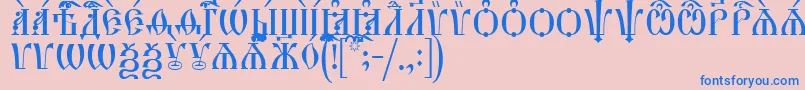 フォントHirmosCapsIeucs – ピンクの背景に青い文字