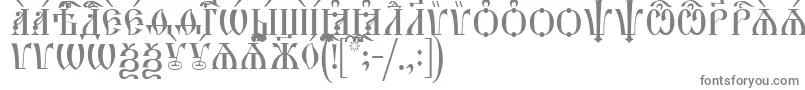 HirmosCapsIeucs-fontti – harmaat kirjasimet valkoisella taustalla