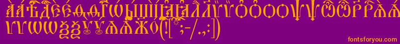 HirmosCapsIeucs-Schriftart – Orangefarbene Schriften auf violettem Hintergrund