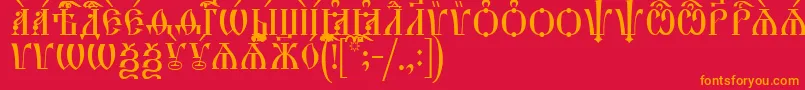 フォントHirmosCapsIeucs – 赤い背景にオレンジの文字